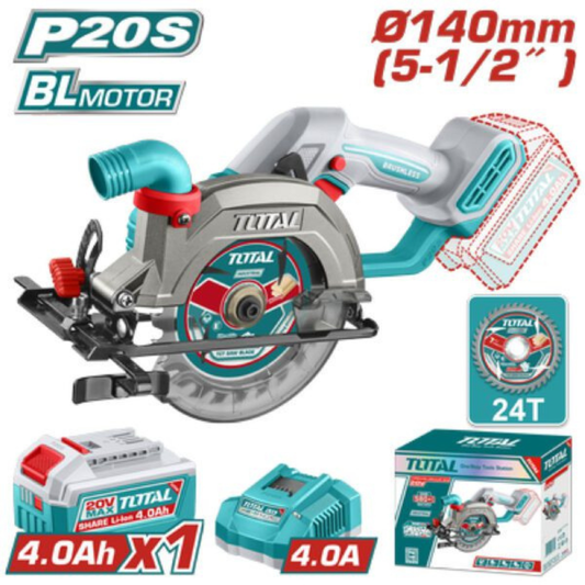 TOTAL 20V Circular Saw 140MM+1X4AH+Charger (KIT) – TSLI14023