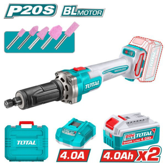 TOTAL 20V Die Grinder 2X4AH+Charger+Acc (KIT) – TDGLI20012