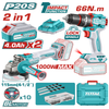 TOTAL 20V COMBO 2PC Drill 66nm+Grinder+1×2-4AH- TCKLI20273