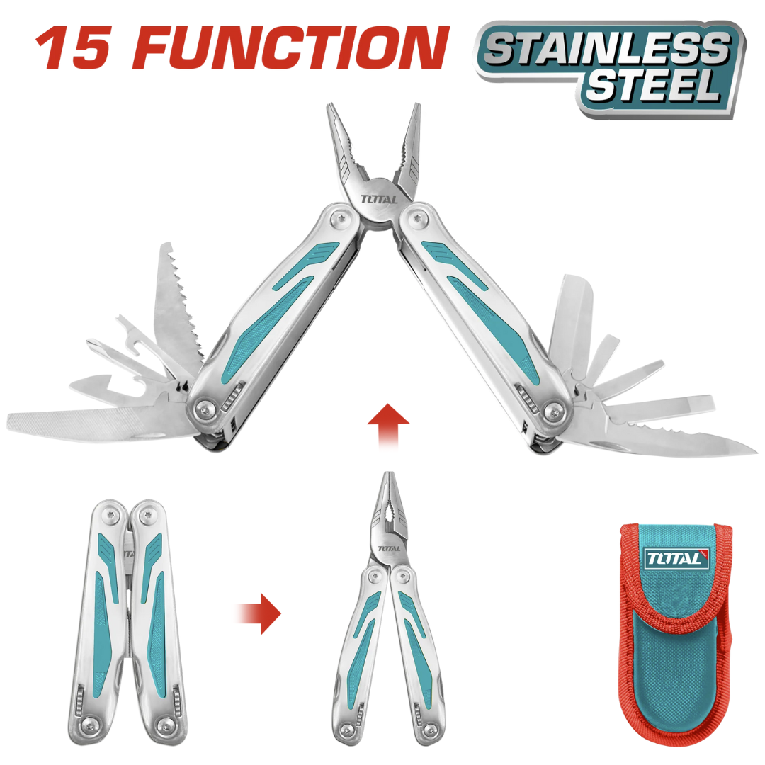 TOTAL FOLDABLE MULTI TOOL WITH RUBBER GRIP