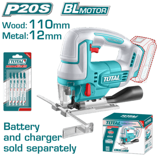 TOTAL 20V Cordless Jig saw SOLO c/w 5pc blade - TJSLI1008 (LB)