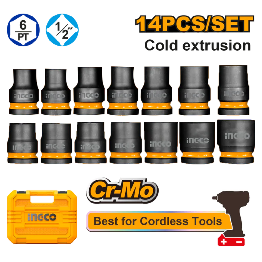 Ingco Socket Set 14 Piece 1/2" DR