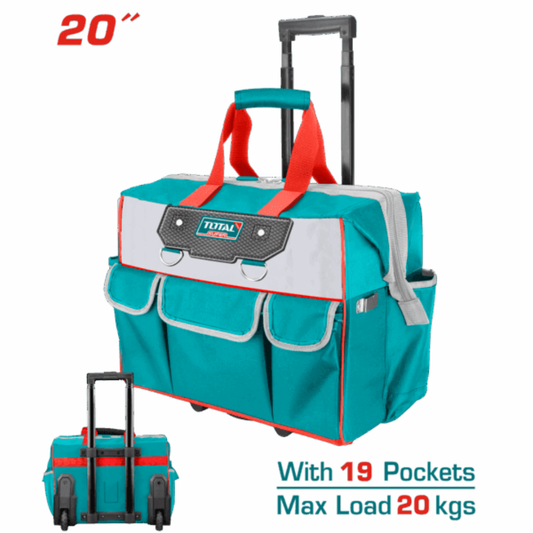 TOTAL TOOLBAG TELESCOPIC HANDLE+WHEELS 20KG / 19 POCKETS  THRRTB2012