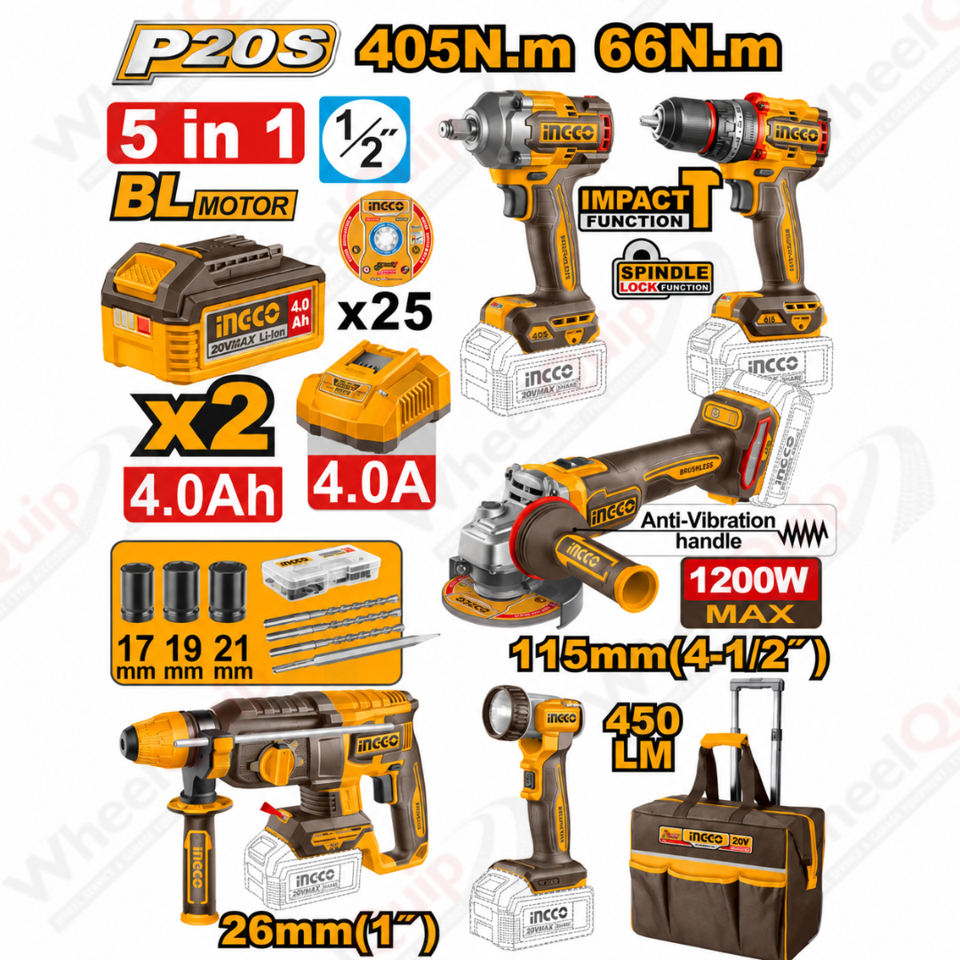 Ingco 5 Piece Cordless Combo Kit - CKLI20595