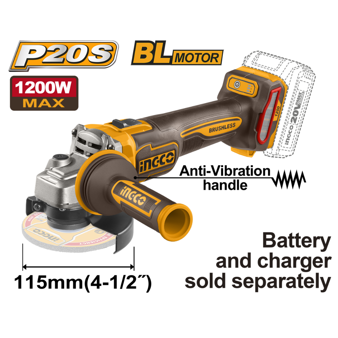 Ingco 20V Lithium-Ion angle grinder - CAGLI212025