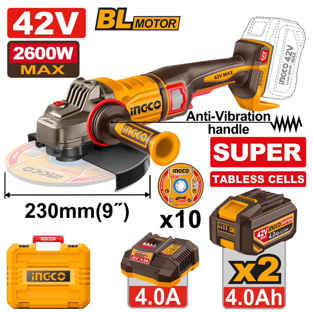 Ingco 42V Cordless Angle  Grinder 230mm - CAGLI4260182