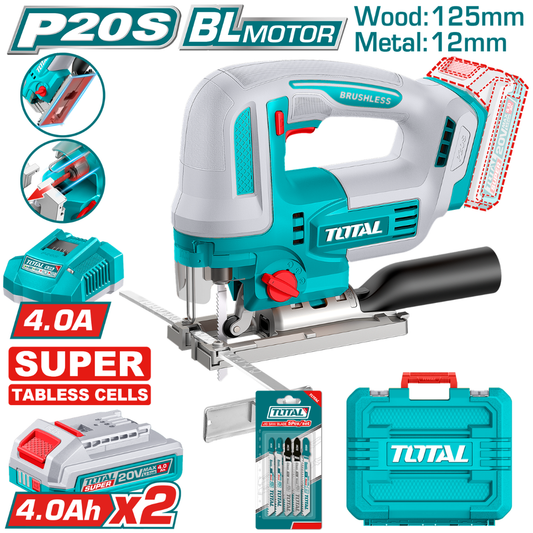 Total 20V Jigsaw 2AH + 4AH Charger+ 5Pc Blade – TJSLI13562
