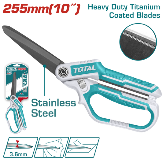 Total Scissors Heavy Duty Rubber Grip Long Blade – THSCRS832558