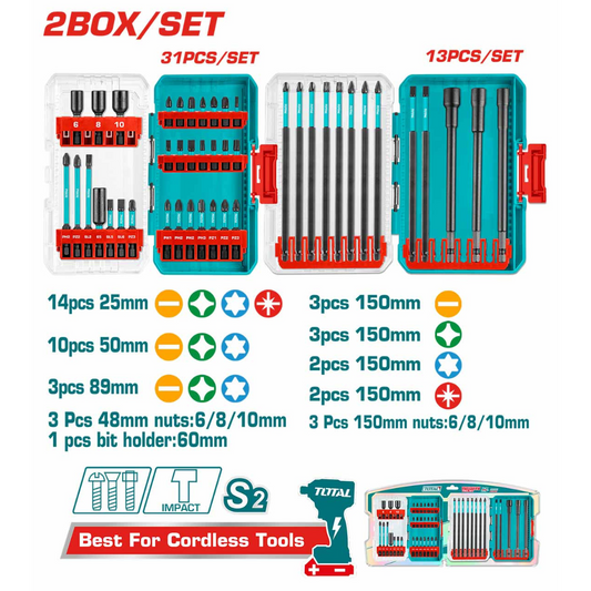 Total Screwdriver Bits & Magnectic Nut Set 44Pc – TACSDL24408