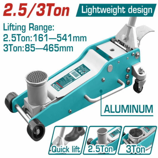 TOTAL Jack Trolley/Floor HYD 2.5/3 Ton 85-541mm ALUM – THT108253