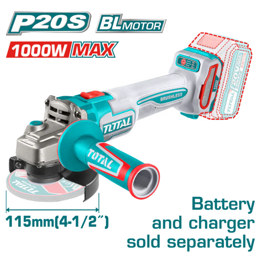 TOTAL 20V ANGLE GRINDER 115MM (1000W) SOLO - TAGLI27153