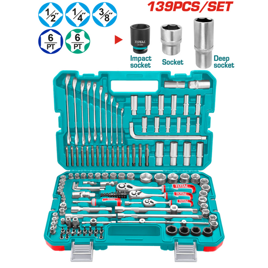TOTAL Socket Set 139pc 1/4+1/2 – THKTHP21396