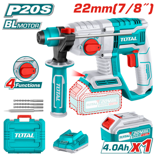 TOTAL 20V Rotary Hammer KIT 22mm 4AH