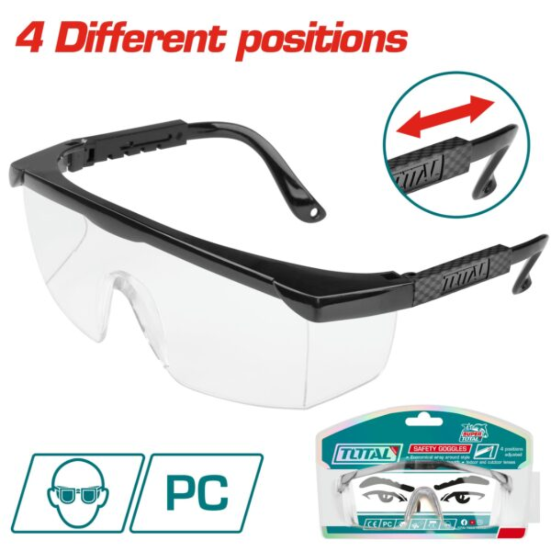 TOTAL SAFETY GOGGLES WITH ADJ & SIDE PROTECT - TSP301