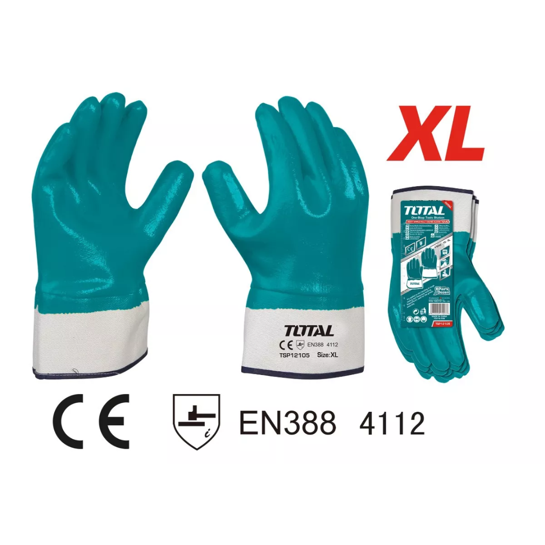 NITRILE GLOVES HEAVY NITRILE FULLY COATED GLOVES TOTAL