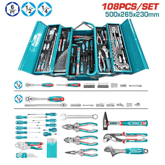 TOTAL 108 PCS METAL TOOL BOX SET