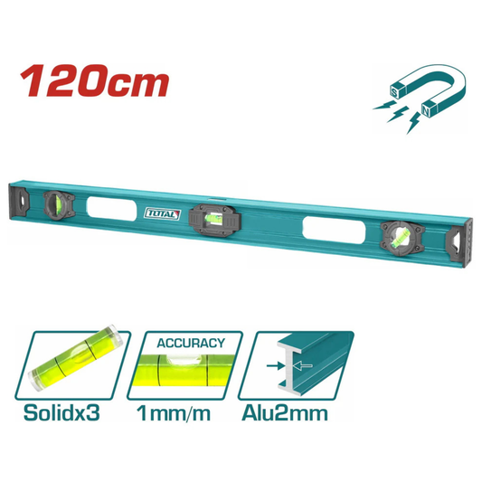 TOTAL 120CM SPIRIT LEVEL 5 PCS MAGNETIC