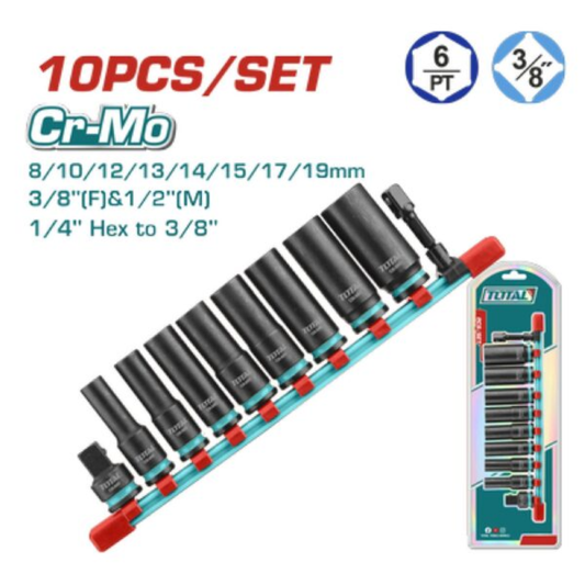 Total Socket Set Impact 10Pc 3/8DR Tube 8-19mm – THKISD38106L