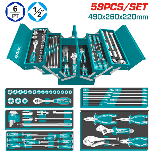 TOTAL 5 TRAY TOOLBOX WITH 59 SETS OF TOOLS