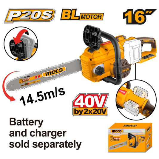 Ingco 40V Lithium-Ion Chain Saw 16" Solo