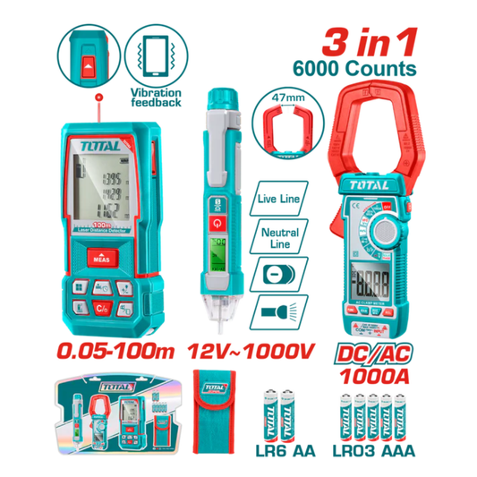 TOTAL ELECT LASER DISTANCE DETECTOR 100M + CLAMP METER + VOLT METER