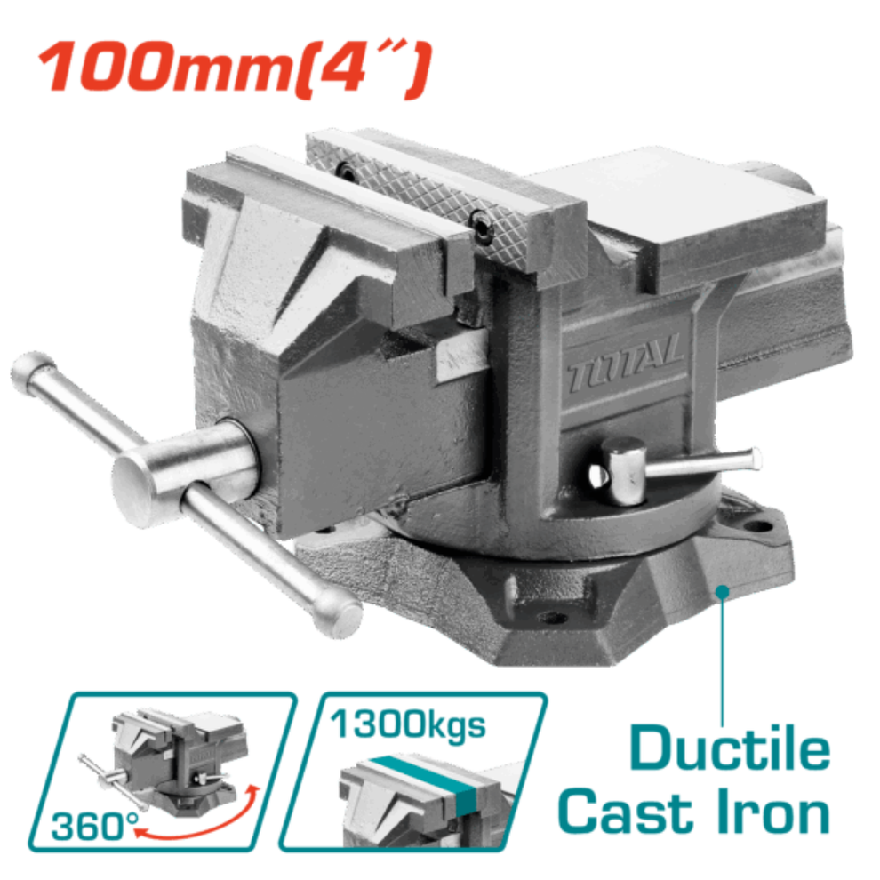TOTAL Bench Vice Swivel 100mm – THT6146 (SP) – Wheelquip Tools