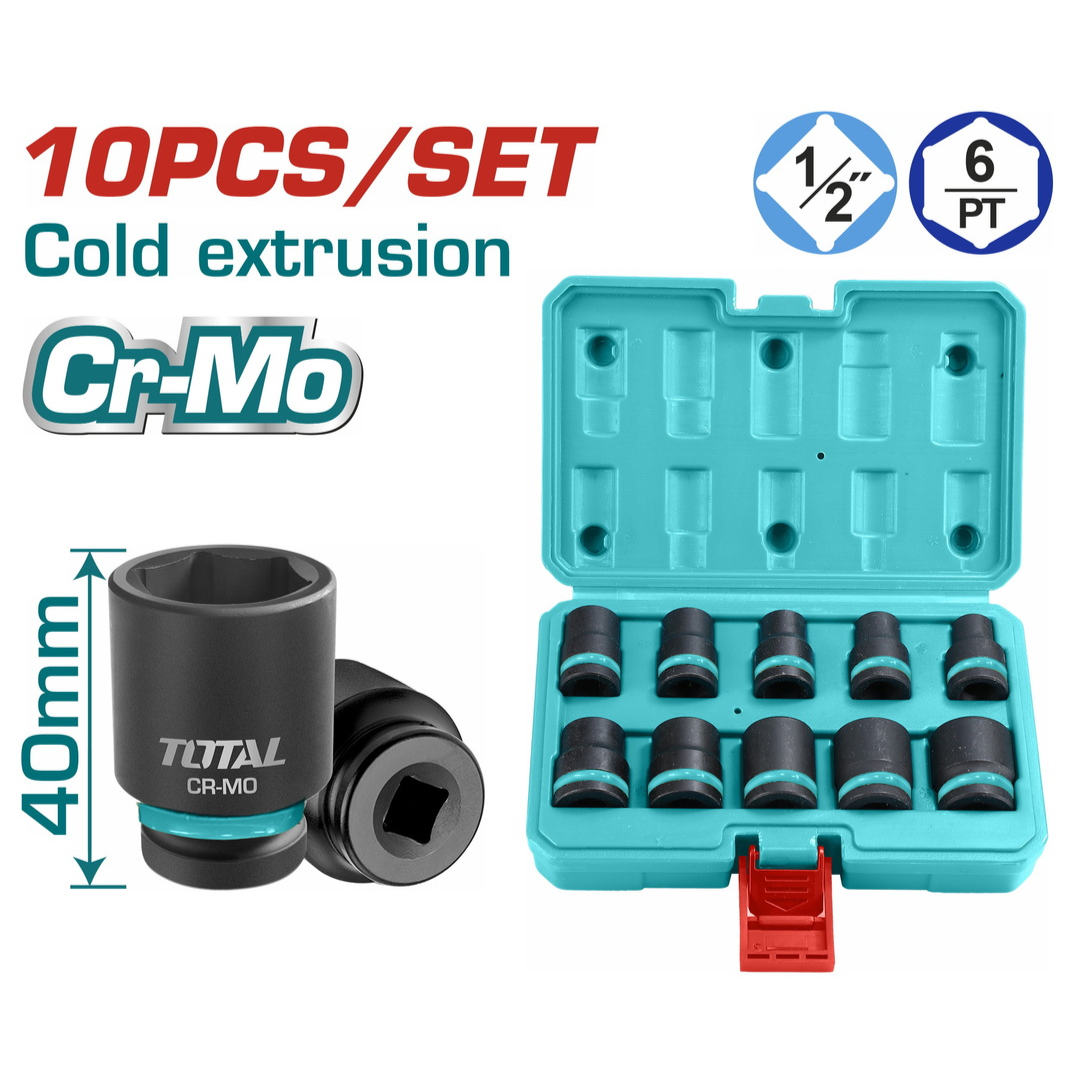 10 Pcs 1/2"DR. Impact socket set total