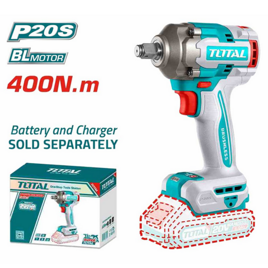 TOTAL 20V Impact Wrench 400nm 1/2"dr SOLO