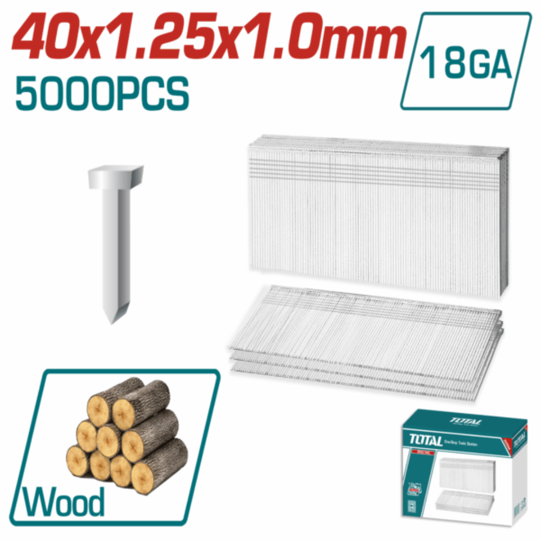 Total Air Brad Nail 40×1.25×1.0mm/5000Pc – TAC918401