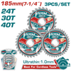 Total Circular Saw Blade 185mm 24T/30T/40T 3PC Set – TAC236185 (SP)