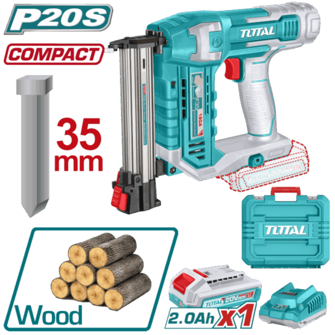 TOTAL 20V Brad Nailer 35mm 1x2AH+Charger (KIT) - TCBNLI3508