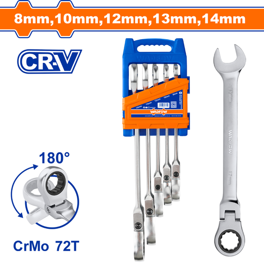 Wadfow 5 Piece Flexible ratchet spanner set