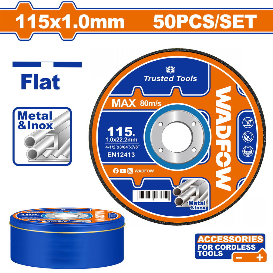 Wadfow 50pc Abrasive metal cutting disc set 115x1mm