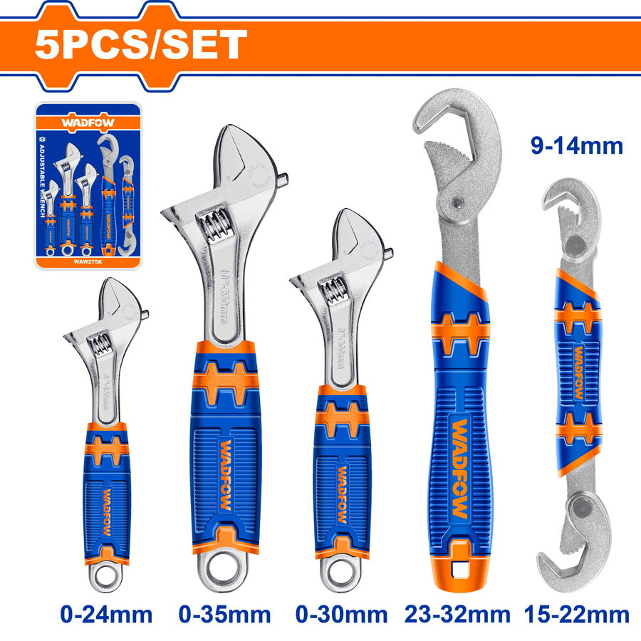 Wadfow 5 Piece Adjustable  wrench set