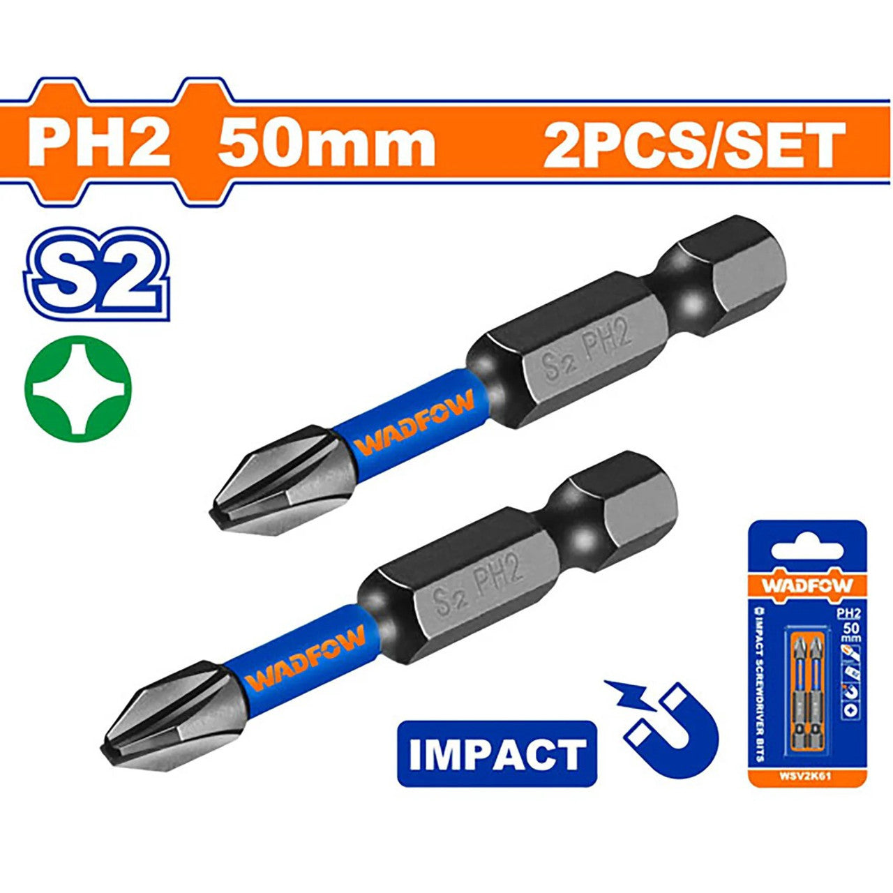 Wadfow Impact screwdriver bits PH2