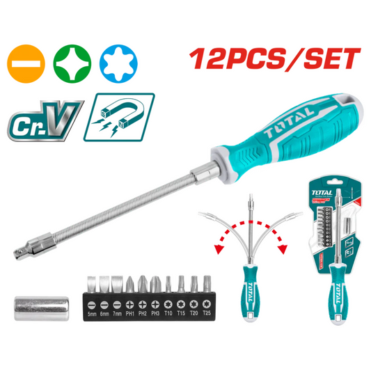 Total Screwdriver 12Pc Flexi