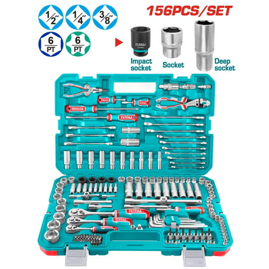 TOTAL Socket Set 156pc  1/4+1/2+3/8 - THKTHP21566