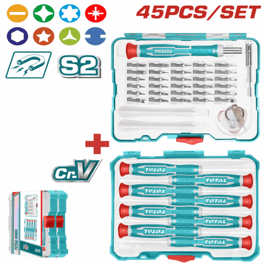 Total Screwdriver Bit Set Precision 45Pc – TACSD30456