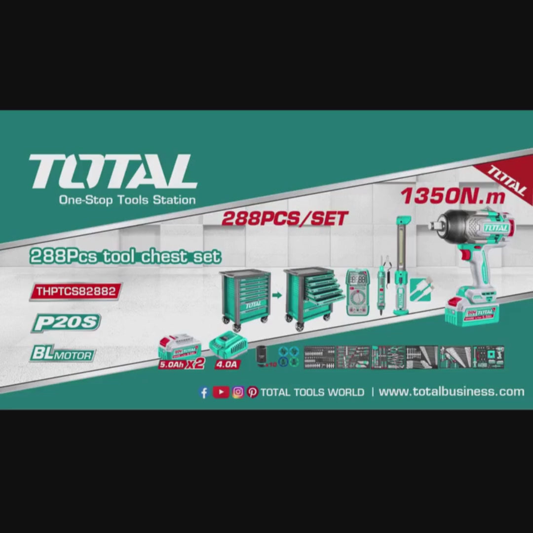 TOTAL 20v Combo I/wrench 1350nm Tool Trolley 288PC – THPTCS82882