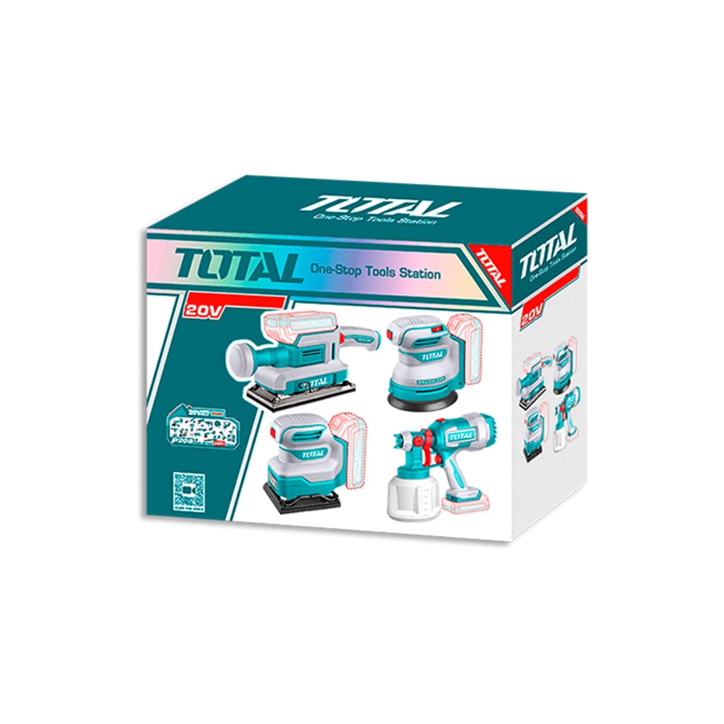 TOTAL 20V COMBO 4PC+Spray Gun+3x20V Sanders+2x2AH – TOSLI250383